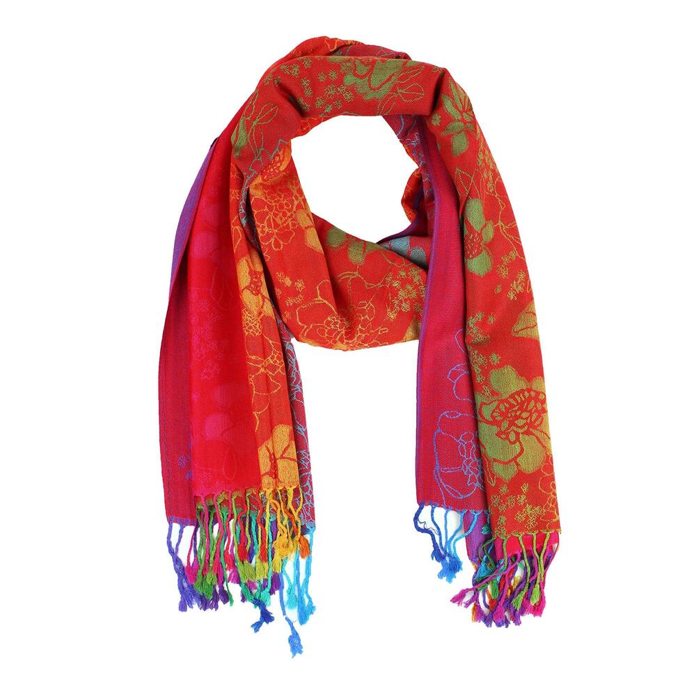 4752 Rainbow Pashmina Colorful Silky Tropical Colorful Exotic Pashmina Wrap